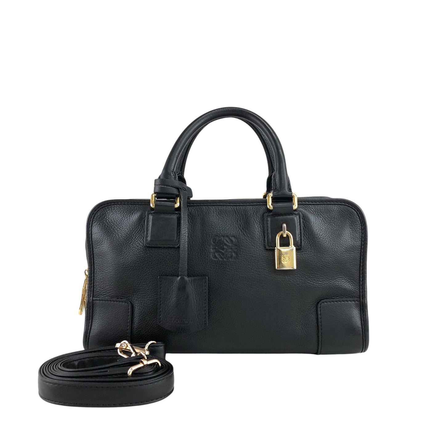 LOEWE Amazona28 Anagram Handbag Boston bag Black Vintage 4ve2yy