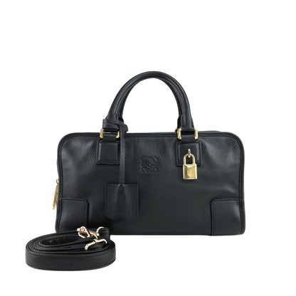 LOEWE Amazona28 Anagram Handbag Boston bag Black Vintage 4ve2yy