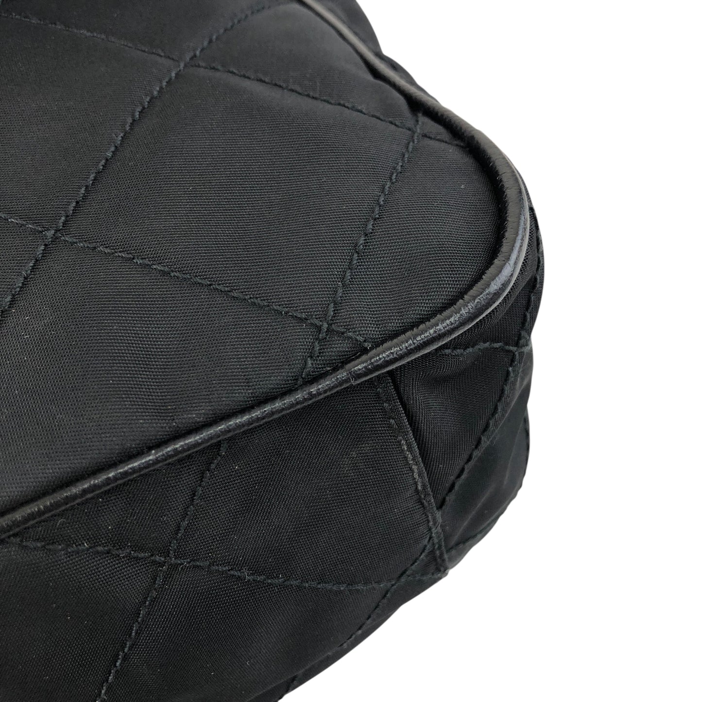 PRADA Tessuto Triangle Logo Shoulder bag Black Vintage g5c3is