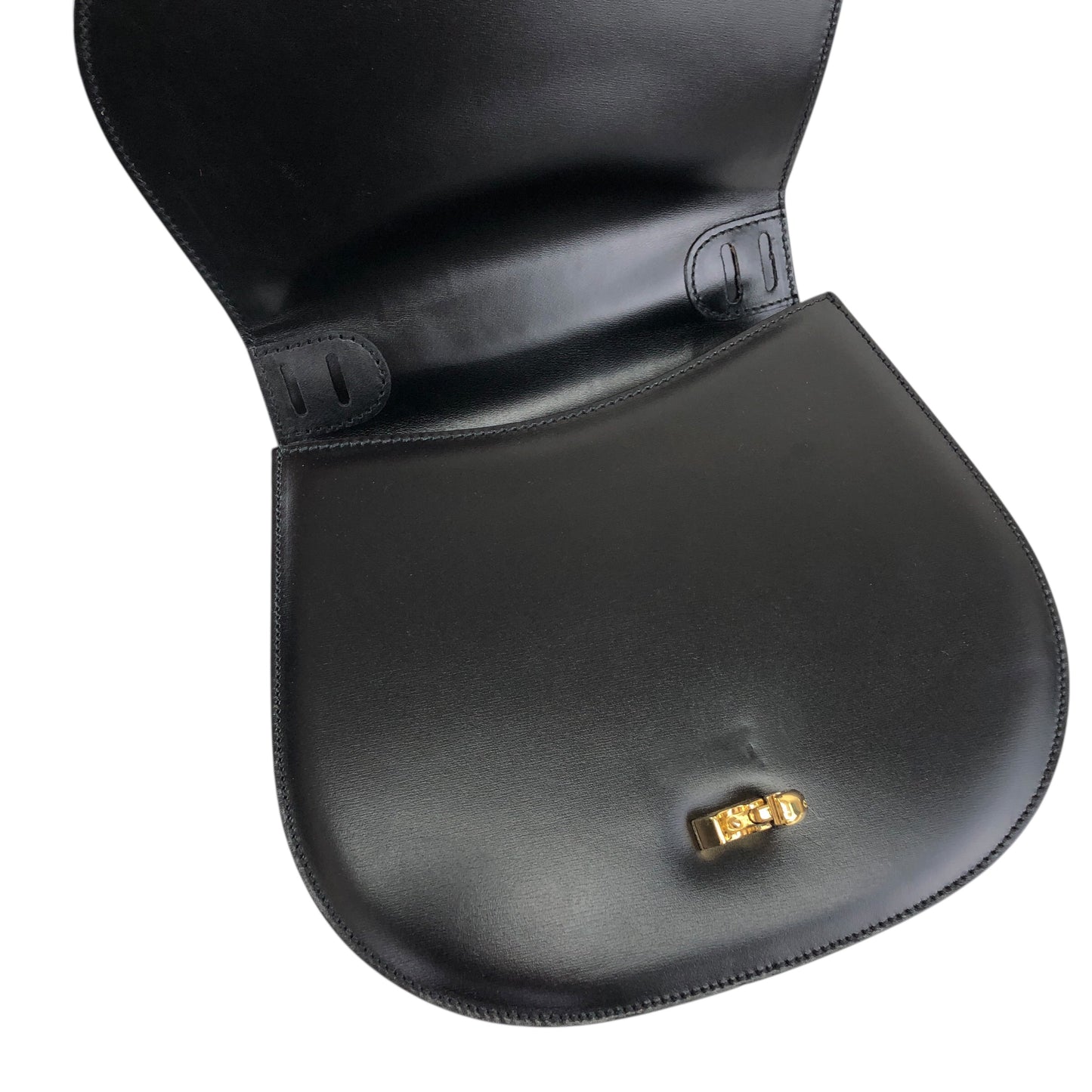 CELINE Front Buckle Two-way Handbag Shoulder bag Black Vintage htie7e