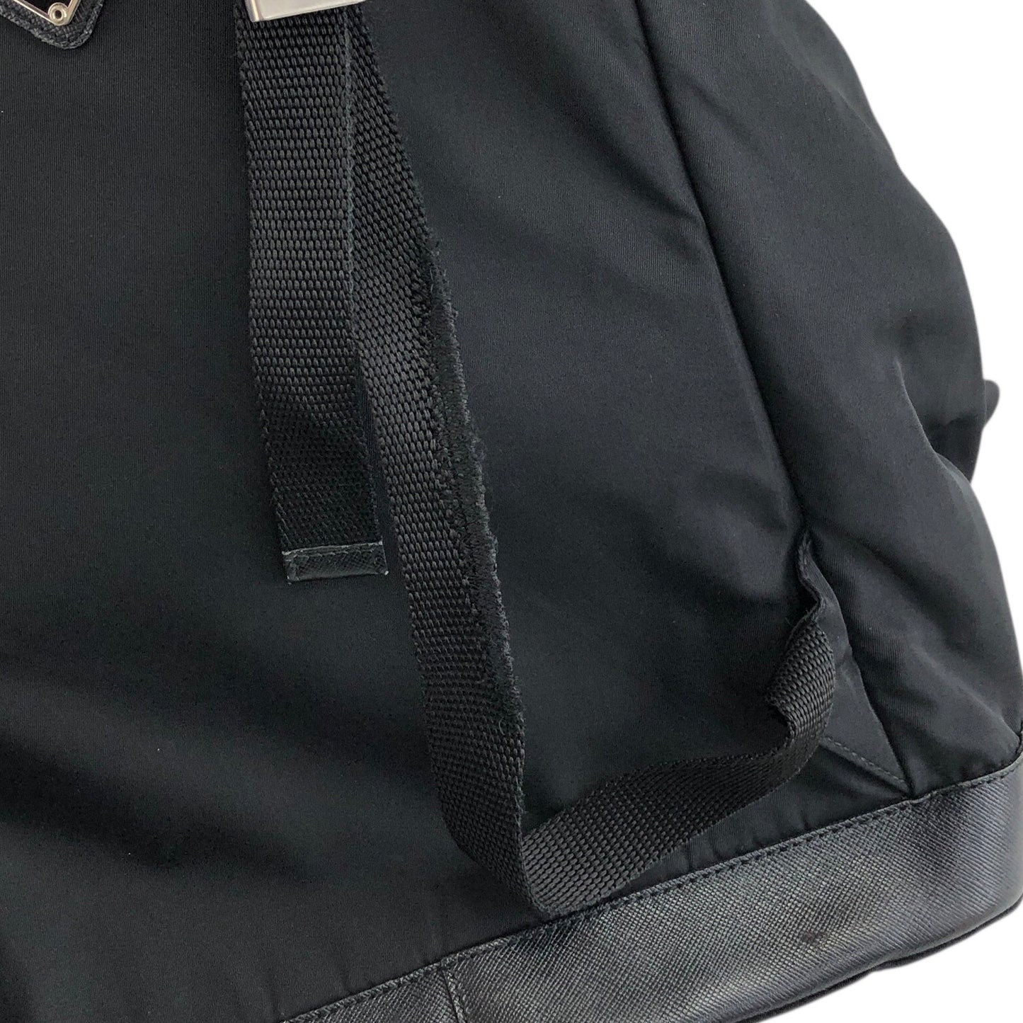 PRADA Triangle Logo Front Belt Double Pocket Backpack Black Vintage 7wppf4