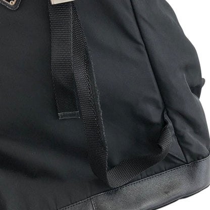 PRADA Triangle Logo Front Belt Double Pocket Backpack Black Vintage 7wppf4