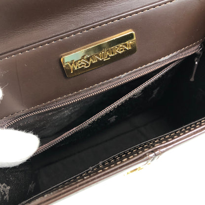 Yves Saint Laurent YSL Logo Top Handle Handbag Brown Vintage 3bhgkg