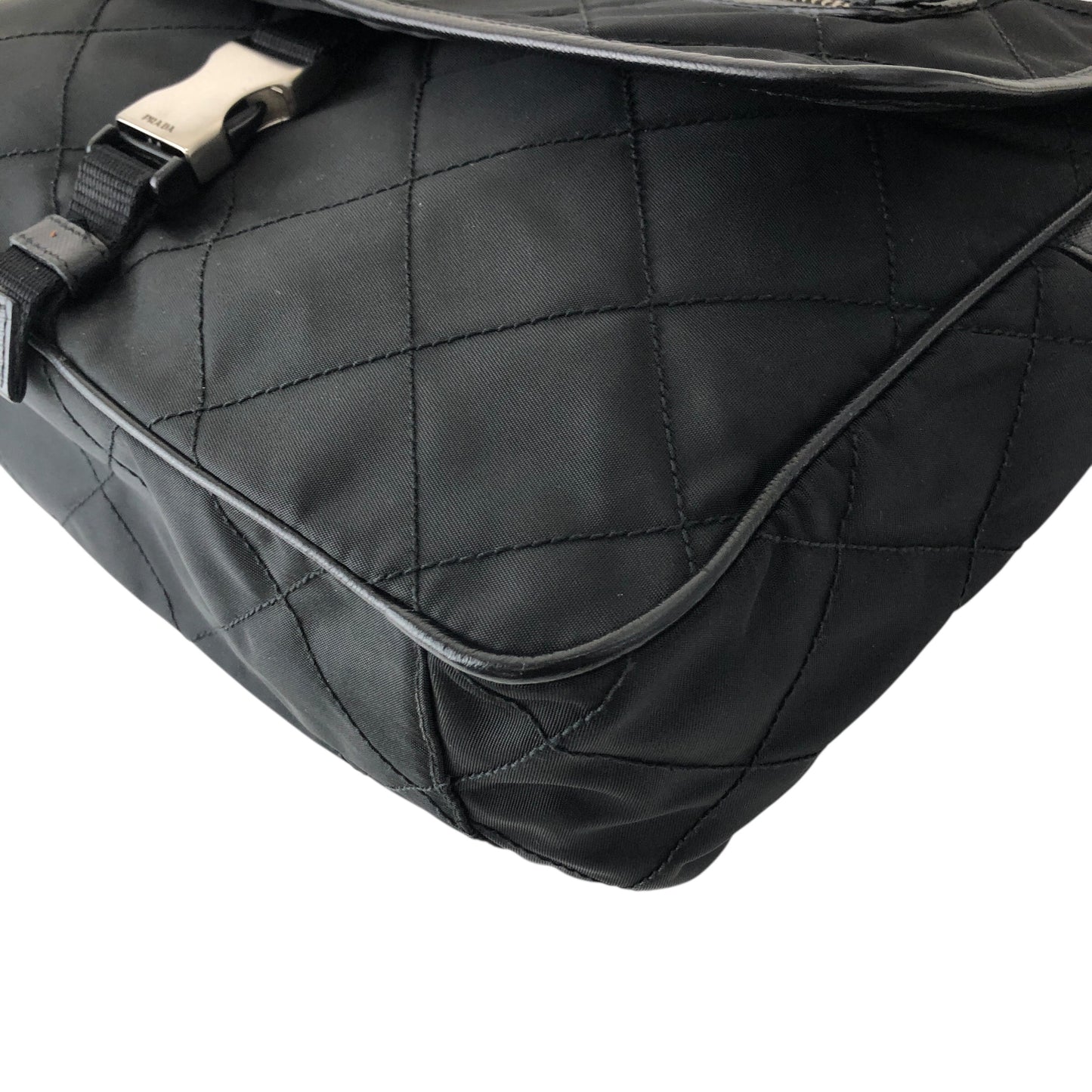 PRADA Tessuto Triangle Logo Shoulder bag Black Vintage g5c3is