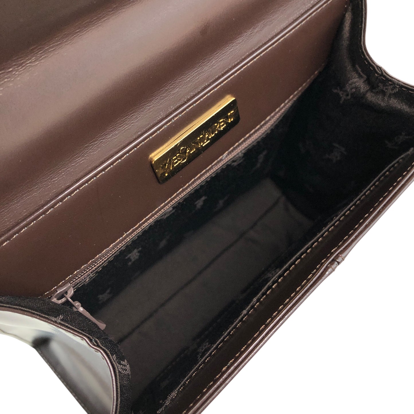 Yves Saint Laurent YSL Logo Top Handle Handbag Brown Vintage 3bhgkg