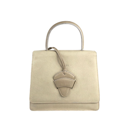 LOEWE Barcelona Bi-color  Embossed Leather Handbag Beige Vintage esxncn