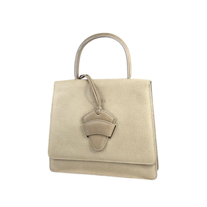 LOEWE Barcelona Bi-color  Embossed Leather Handbag Beige Vintage esxncn
