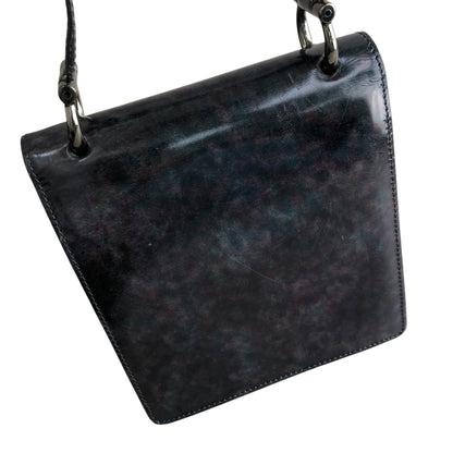 CELINE Gancini Double Flap Shoulder bag Purple Vintage m53hi7