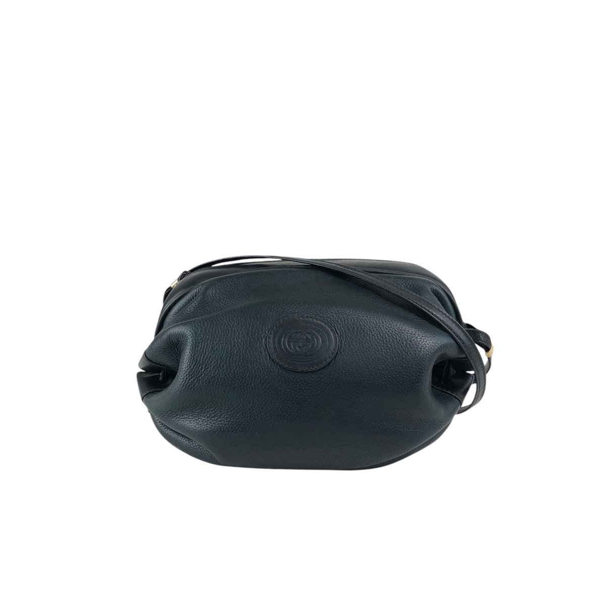 GUCCI Logo Embossed Shoulder bag Navy Vintage e4surv