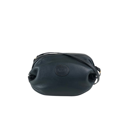 GUCCI Logo Embossed Shoulder bag Navy Vintage e4surv