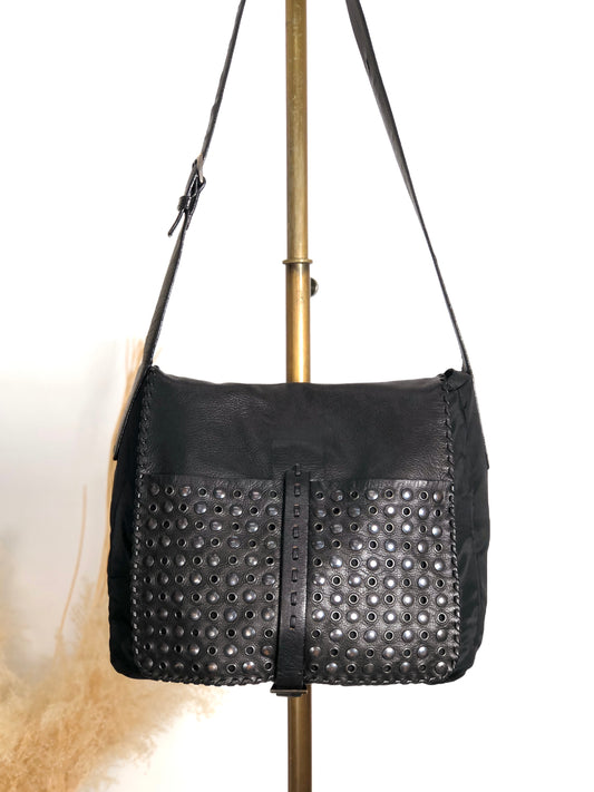 PRADA Triangle Logo Shoulder bag Black Vintage g37esw