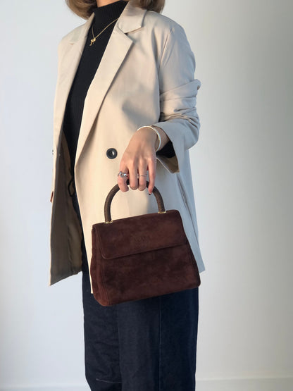 PRADA Logo Handbag Brown Vintage 8st8tj