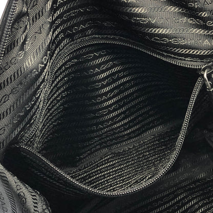 PRADA Triangle Logo Nylon Handbag Boston bag Black Vintage aki77w