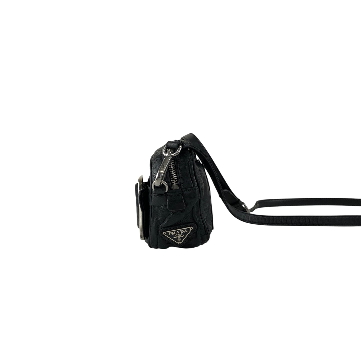 PRADA Buckle Shoulder bag Black Vintage cdnxfz