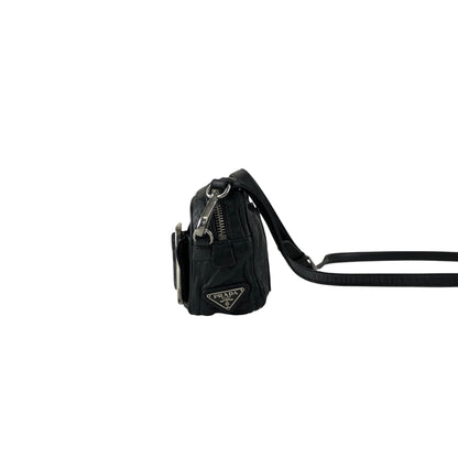 PRADA Buckle Shoulder bag Black Vintage cdnxfz