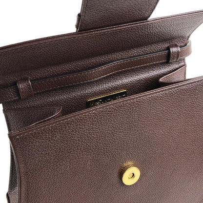 Yves Saint Laurent YSL Logo Leather Round Shoulder bag Brown Vintage b735mp