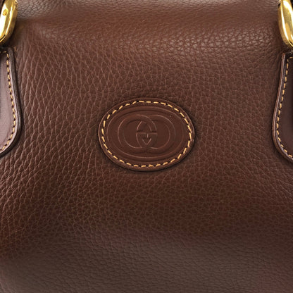 GUCCI Logo Embossed Small Boston bag Handbag Brown Vintage tpnfiv