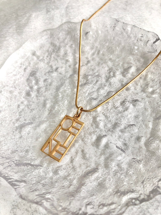 CELINE Logo Motif Necklace Gold Vintage ajp8cr