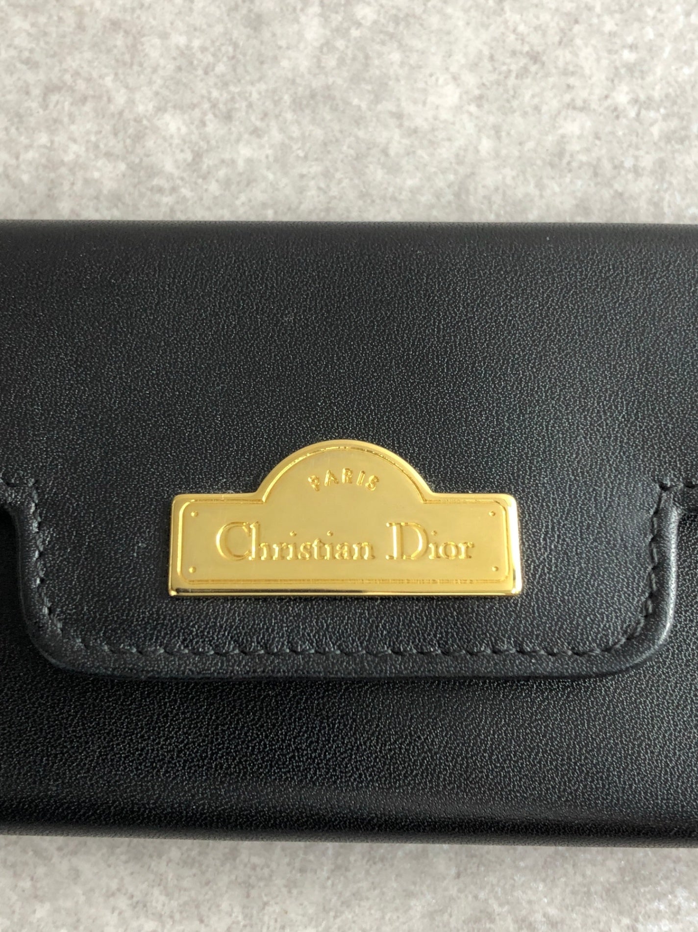 Christian Dior Logo Key Case Black Vintage s324bp