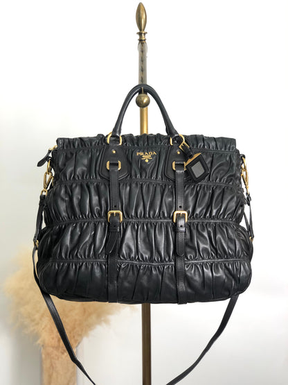 PRADA Logo Two-way Handbag Shoulder bag Black Vintage u8sukf