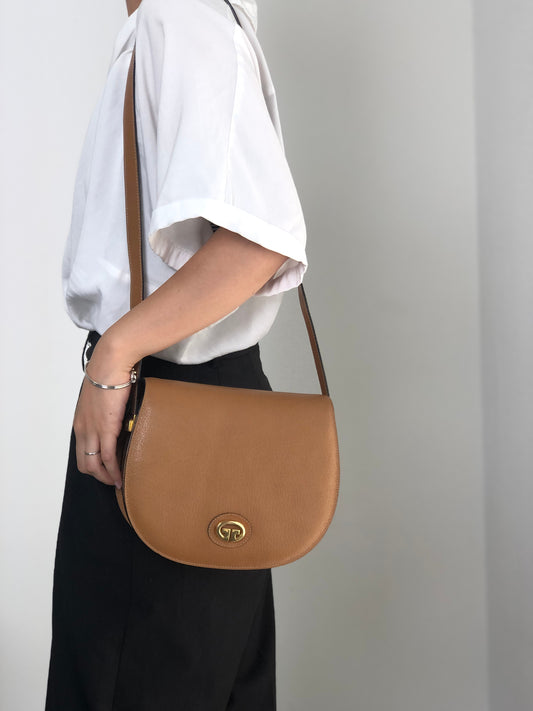 GUCCI Logo Shoulder bag Brown Vintage fmbtc6
