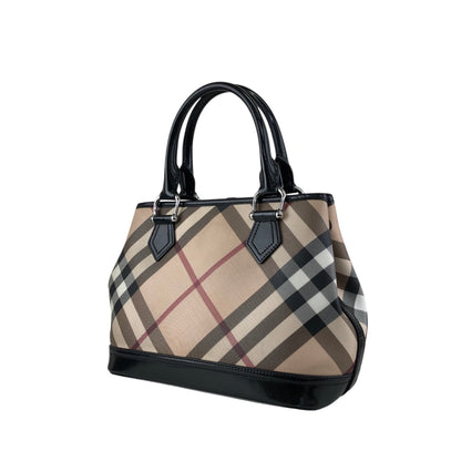 BURBERRY Check Handbag Beige Vintage y44p83