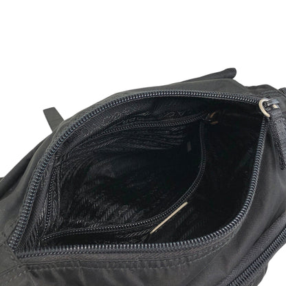 PRADA Tessuto Triangle Logo Front Buckle Shoulder bag Black Vintage g8uwx8