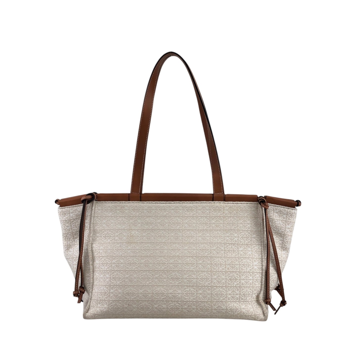 LOEWE Logo Handbag Totebag Beige×Brown Vintage 3yst46