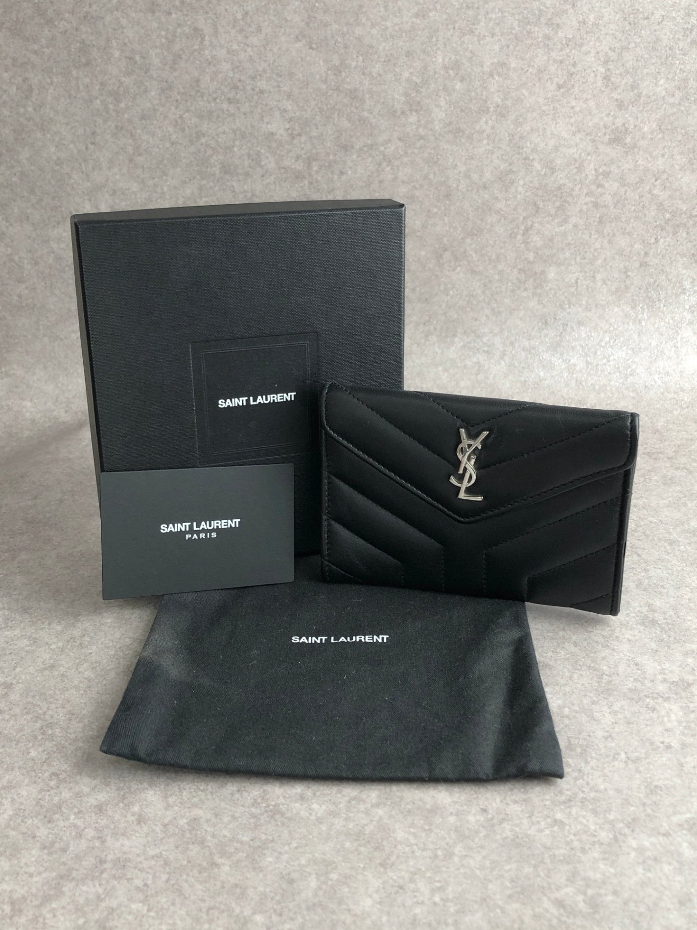 Yves Saint Laurent YSL Logo Bias Stitch Coin Purse Black Vintage 2kycf2