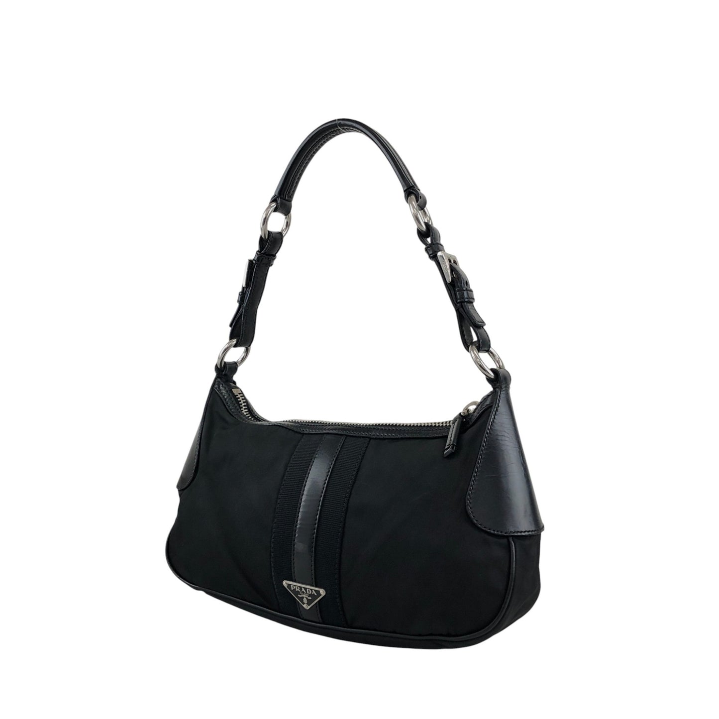 PRADA Tessuto Triangle Logo Shoulder bag Black Vintage prm6ap