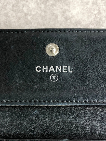 CHANEL Coco Mark Folded Wallet Black Vintage md5ewd