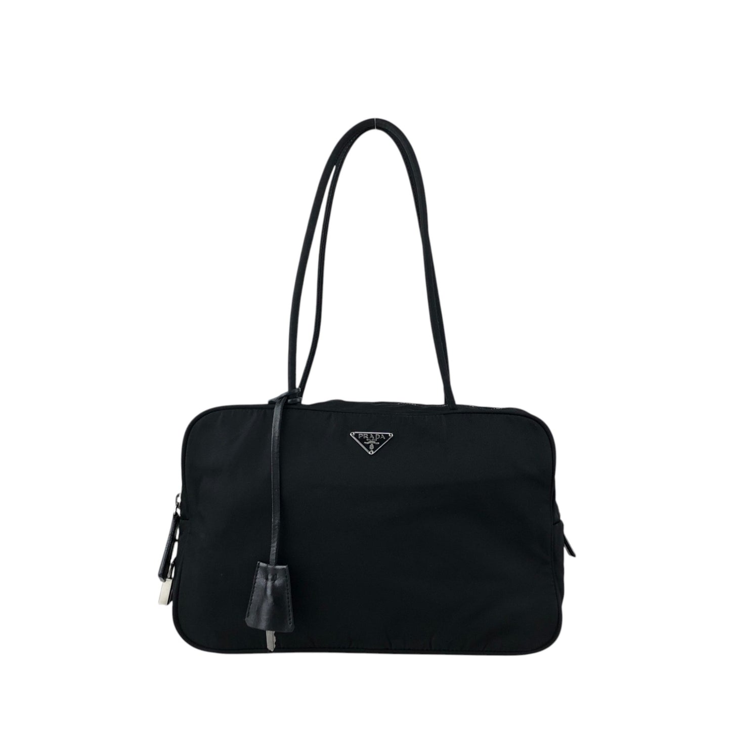 PRADA Tessuto Triangle Logo Handbag Black Vintage w7yvkr