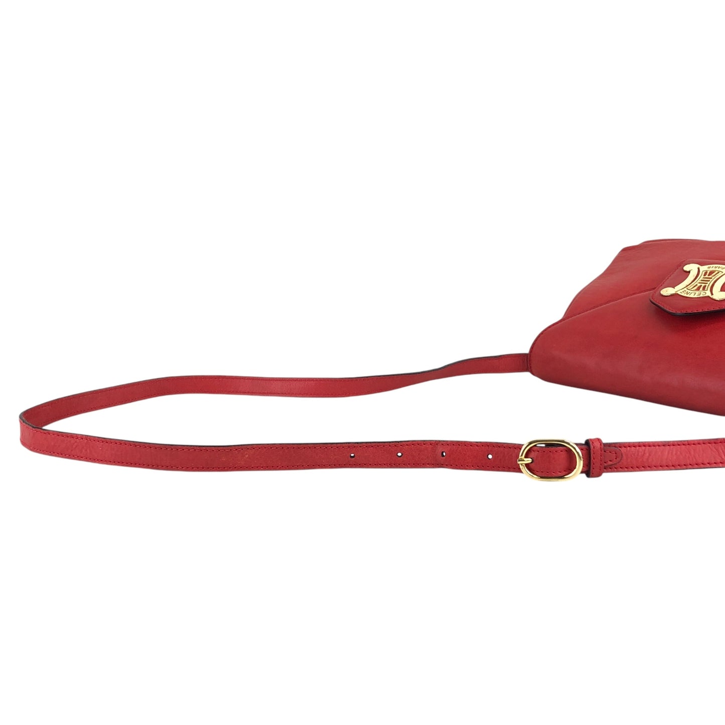 CELINE Blason Shoulder bag Red Vintage mv242g