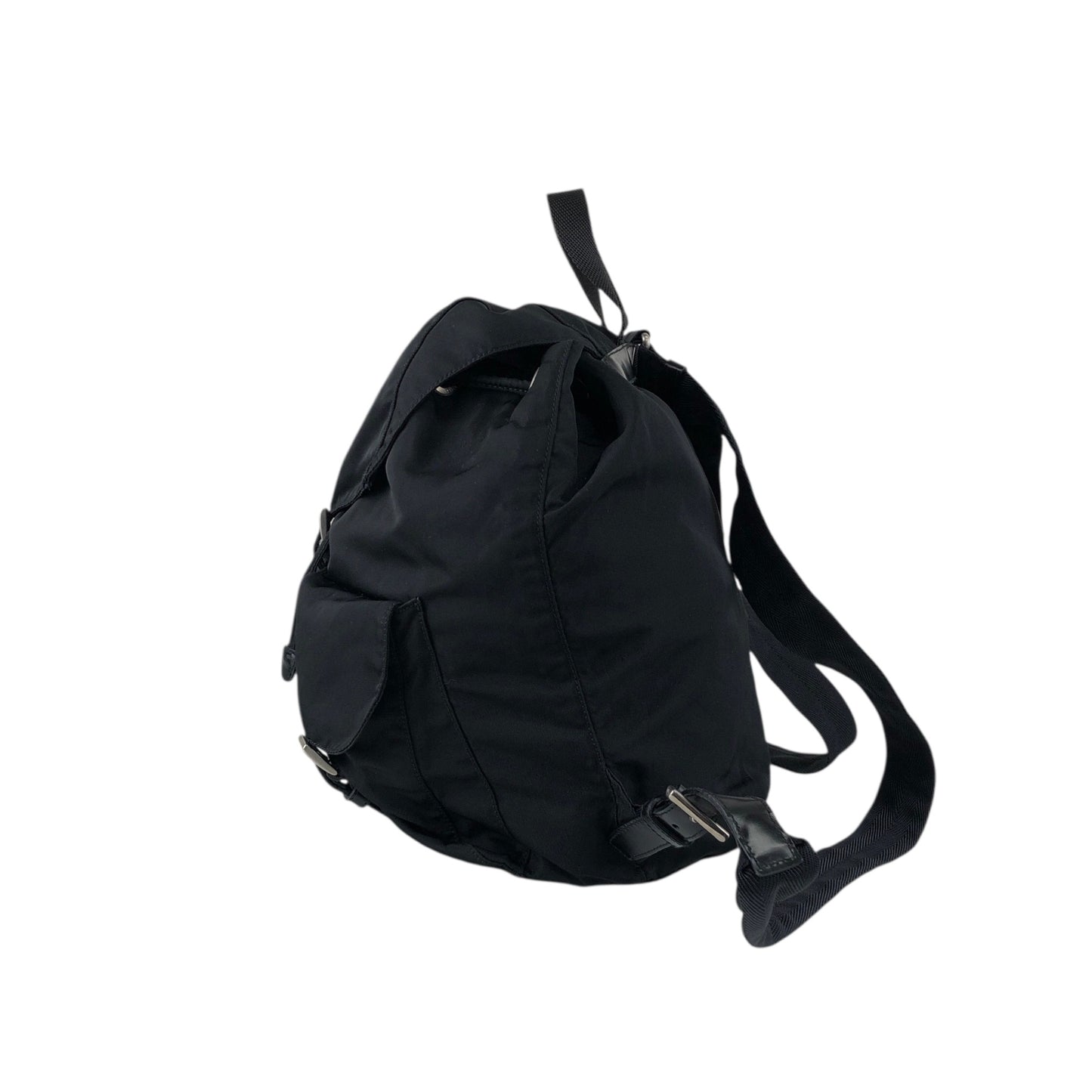PRADA Tessuto Triangle Logo Double Pocket  Backpack Black Vintage 3pvjac