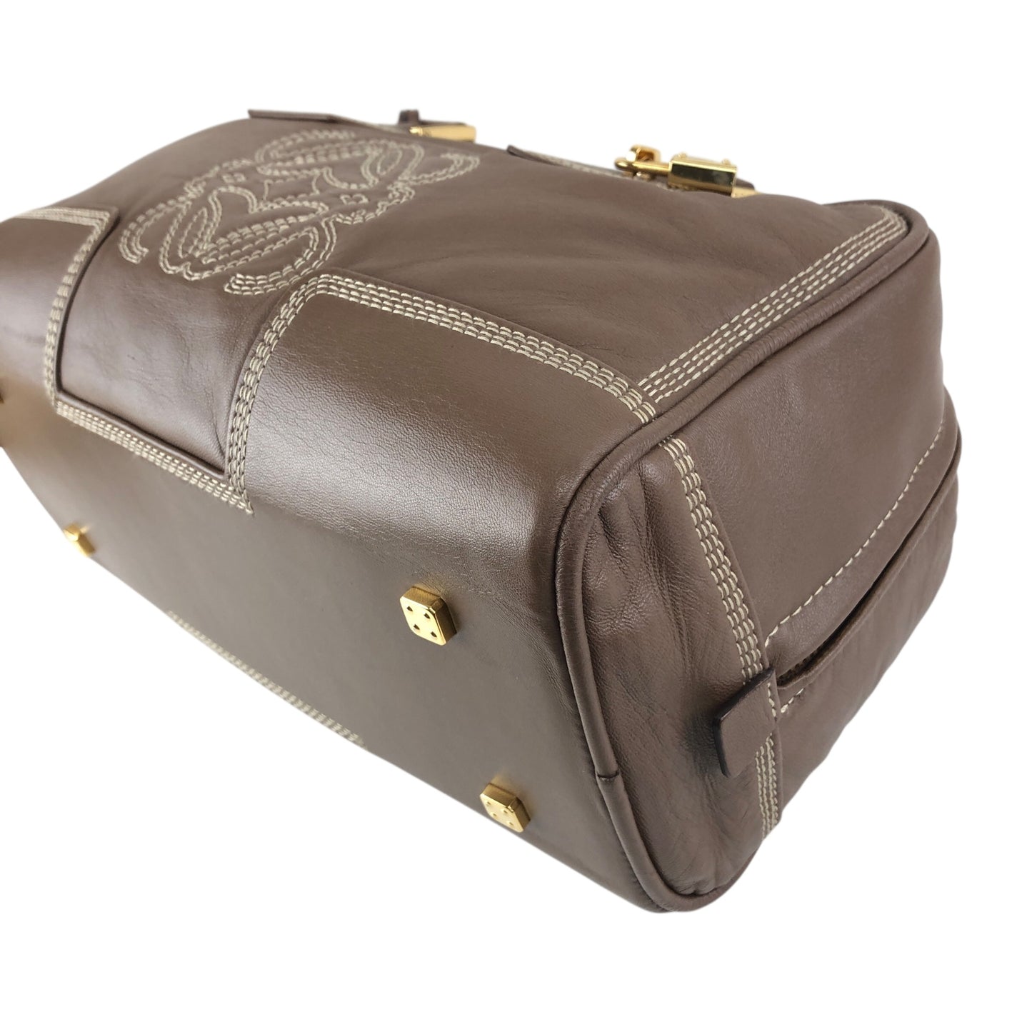 LOEWE Amazona Small Boston bag Handbag Brown Vintage irfyjk