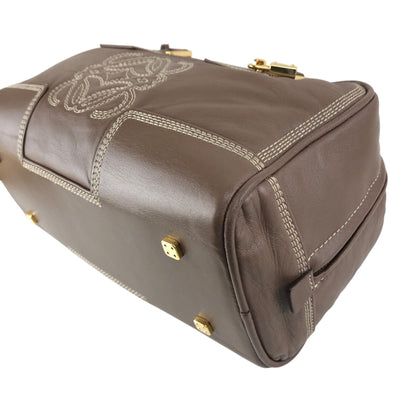 LOEWE Amazona Small Boston bag Handbag Brown Vintage irfyjk
