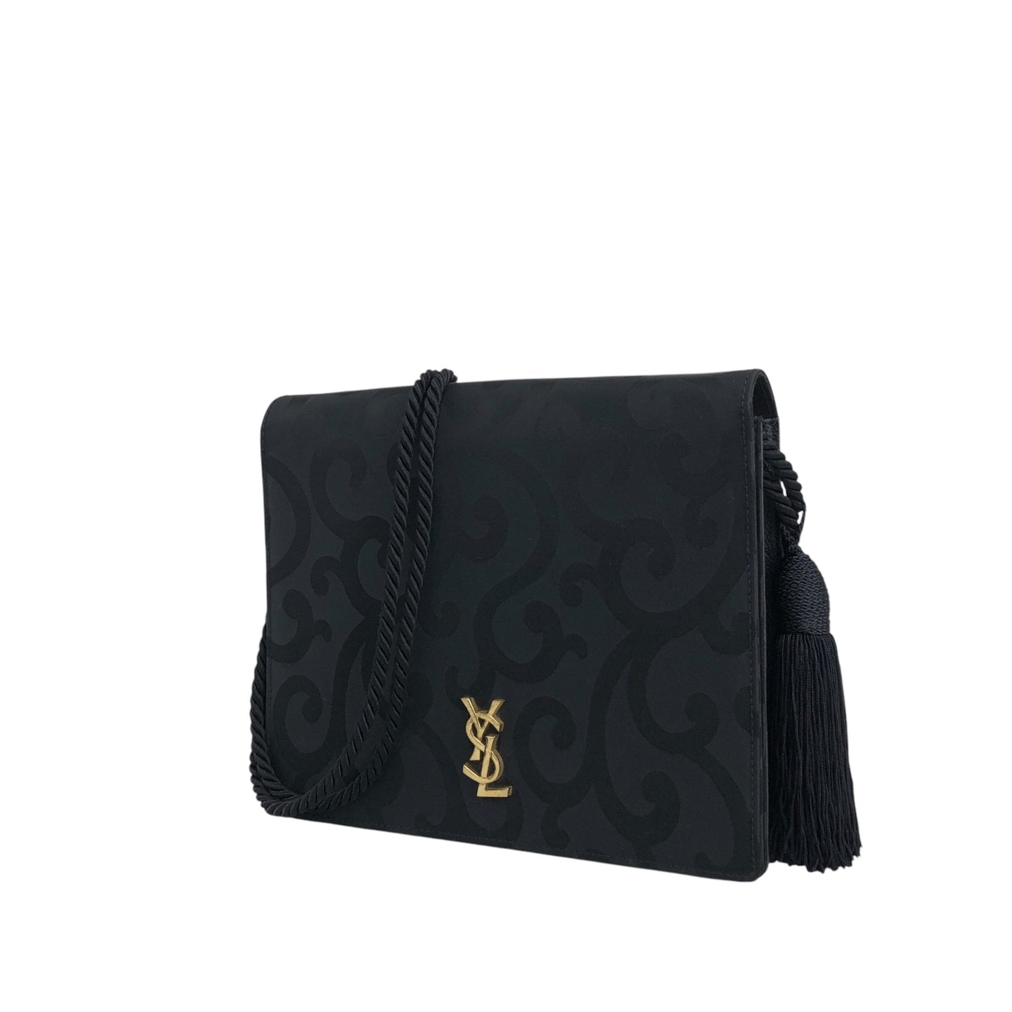 Yves Saint Laurent YSL Logo Shoulder bag Black Vintage fkdxvm