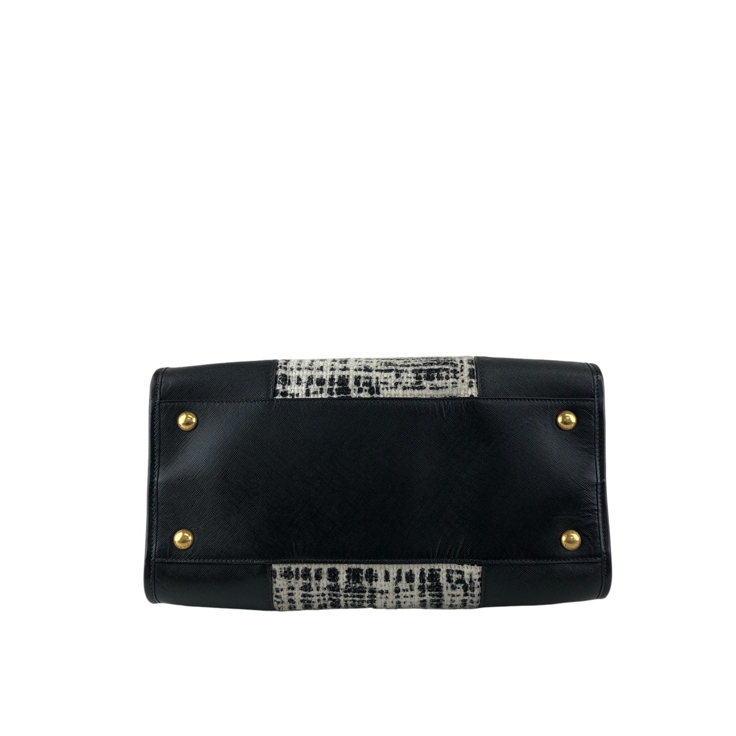 PRADA Triangle Logo Handbag White×Black Vintage xpzwfz