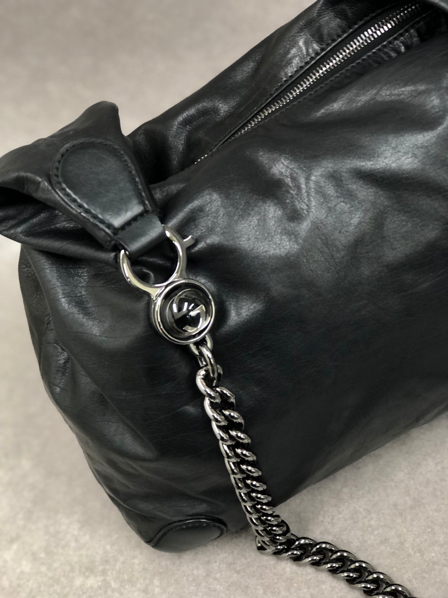 GUCCI Chain Shoulder bag Black 228560 Vintage hxuxav