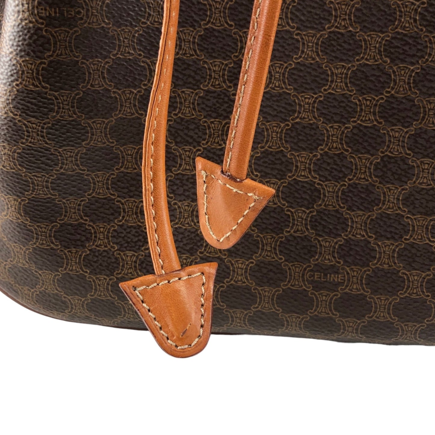 CELINE Macadam Drawstring Shoulder bag Brown Vintage wskrpv