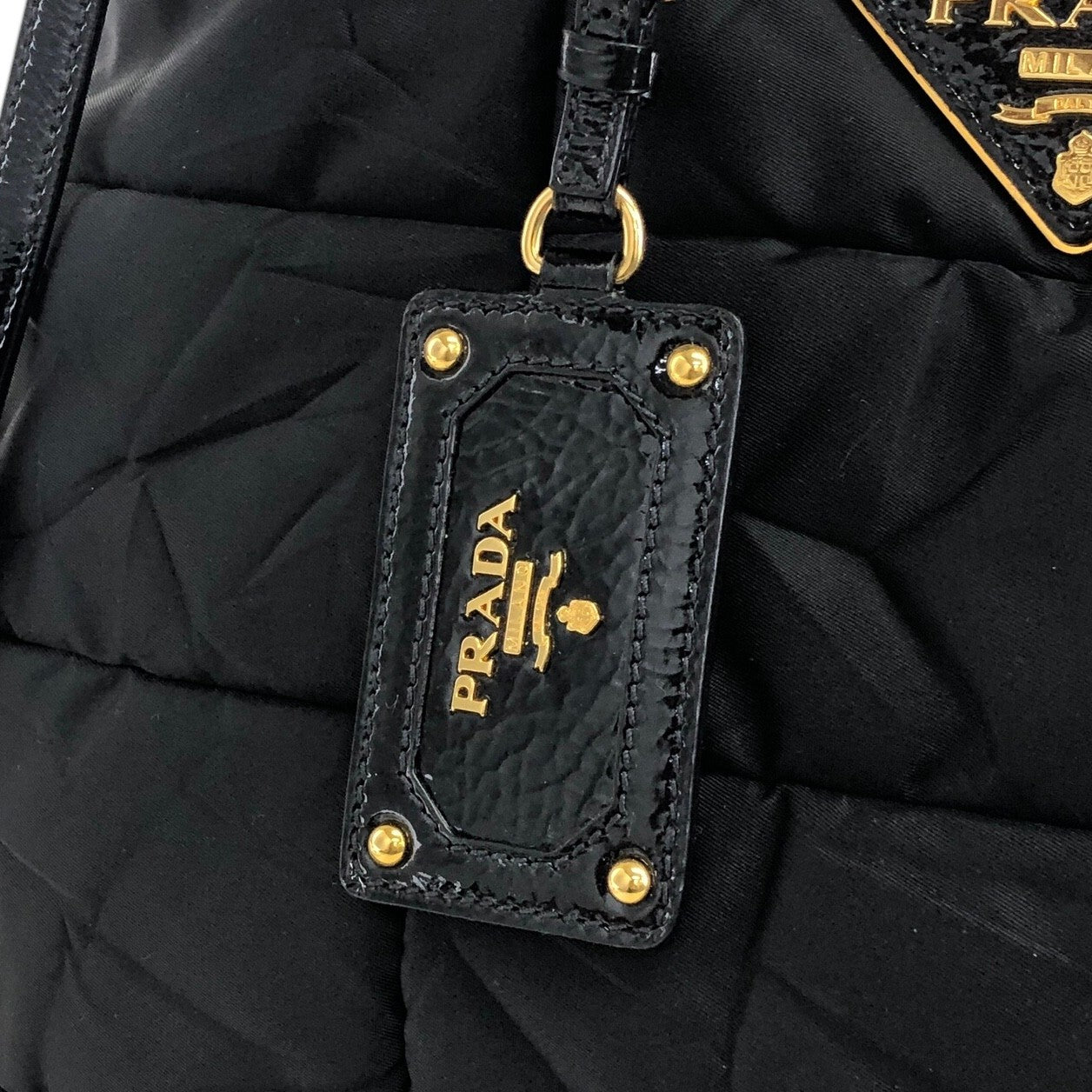 PRADA Triangle Logo Two-way Handbag Shoulder bag Black Vintage gj4fbh