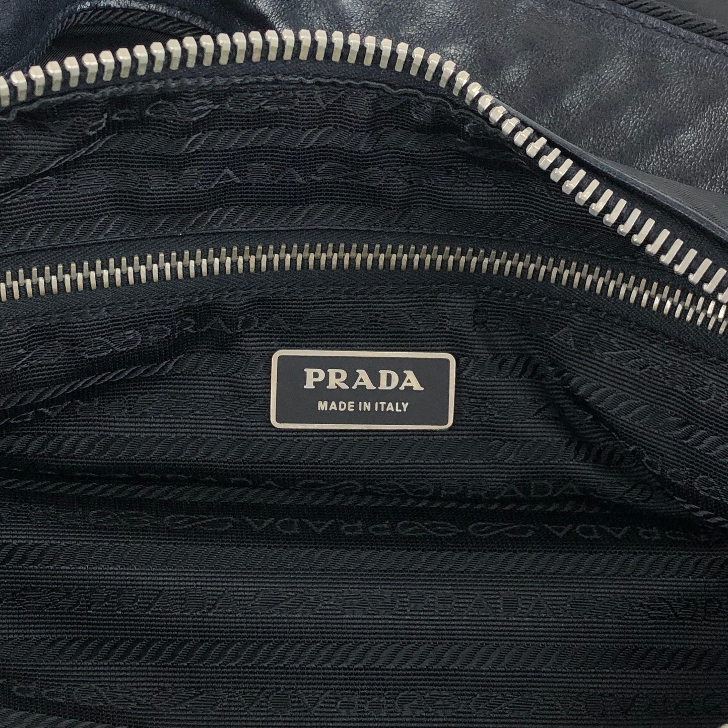 PRADA Tessuto Triangle Logo Shoulder bag Hobobag Black Vintage hub83u