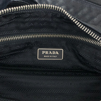 PRADA Tessuto Triangle Logo Shoulder bag Hobobag Black Vintage hub83u