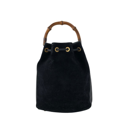 GUCCI Bamboo Two-way Handbag Shoulder bag Black Vintage egseba