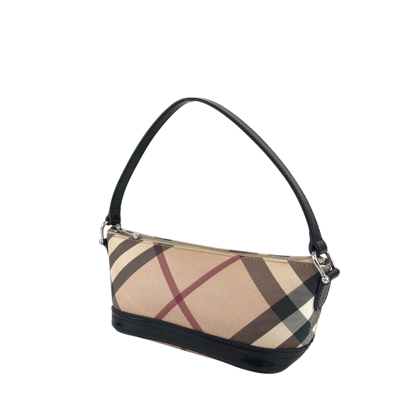 BURBERRY Mega Check Small Handbag Hobobag Beige Vintage yrm78p