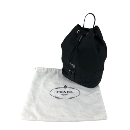 PRADA Tessuto Triangle Logo Drawstring Small Handbag Black Vintage bebvsv