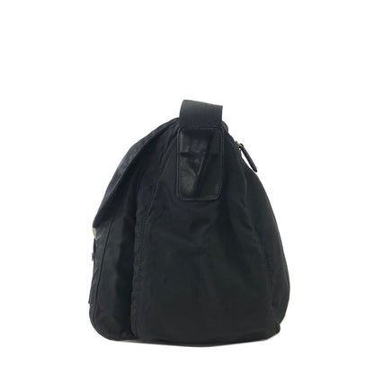 PRADA Triangle Logo Double Pocket Nylon Shoulder bag Black Vintage rnrirz