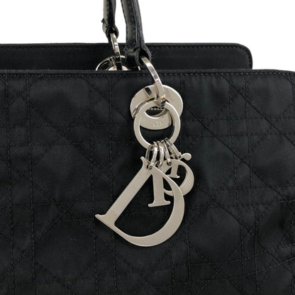 Christian Dior Cannage Logo Charm Handbag Black Vintage bceacw