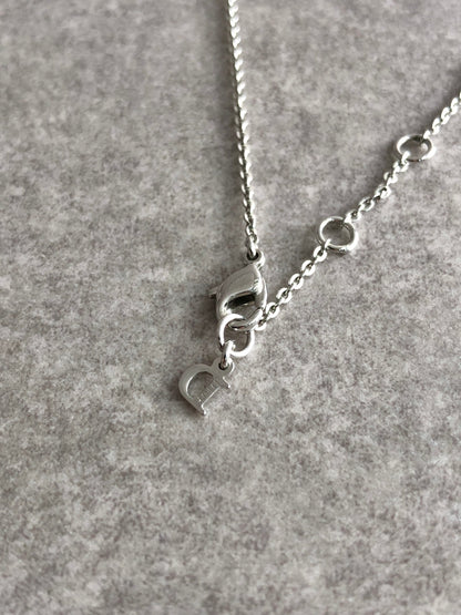 Christian Dior Logo Charm Necklace Silver Vintage fpf7en