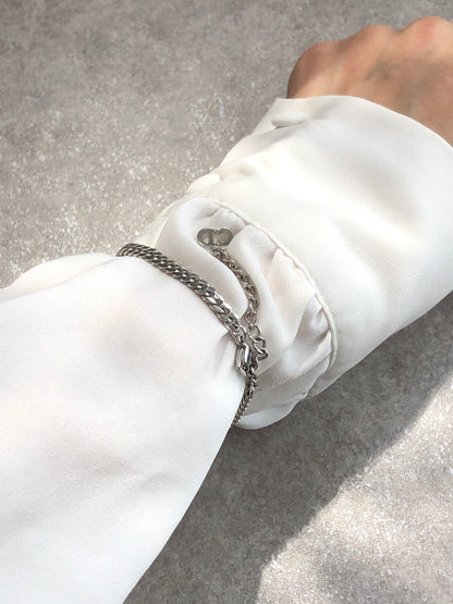 Christian Dior Logo Motif Bracelet Silver Vintage ib8m5k